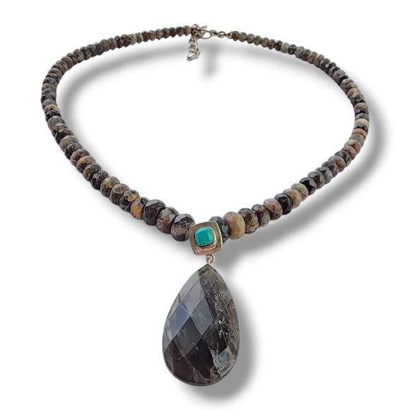 Jay King Chrysoberyl Turquoise Beaded Necklace Sterling 925 Signed Southwestern